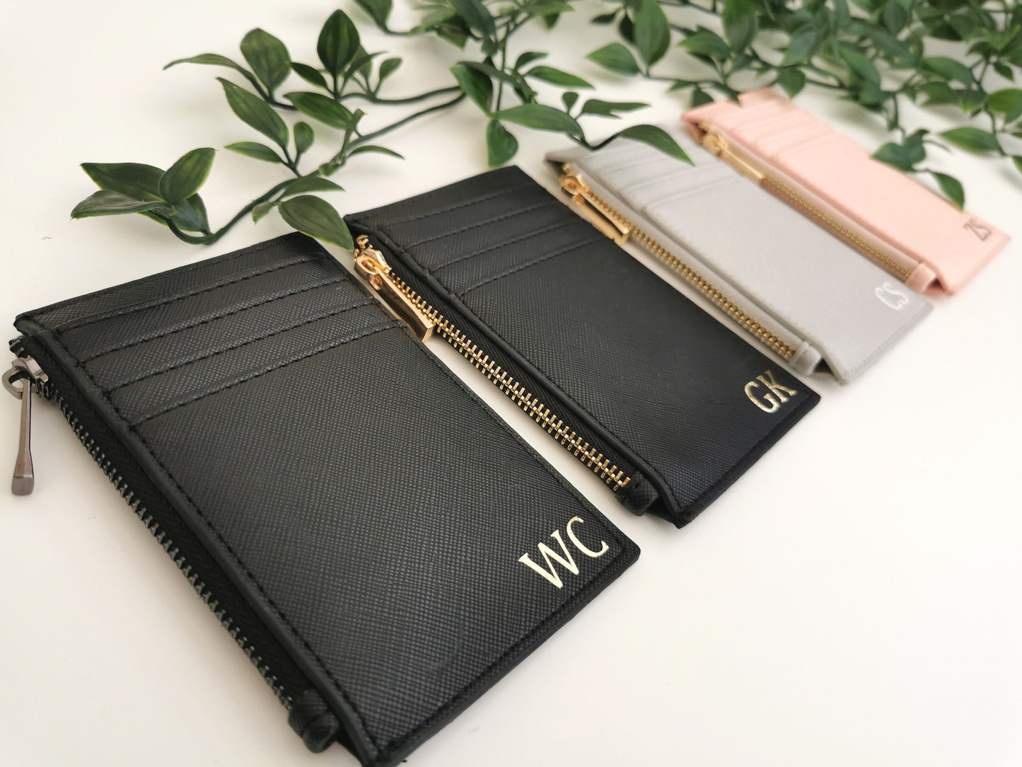 Personalised Card Holder, Monogram purse, Vegan Leather Foil Embossed, coin purse, initial cardholder, personalised purse, gift for her