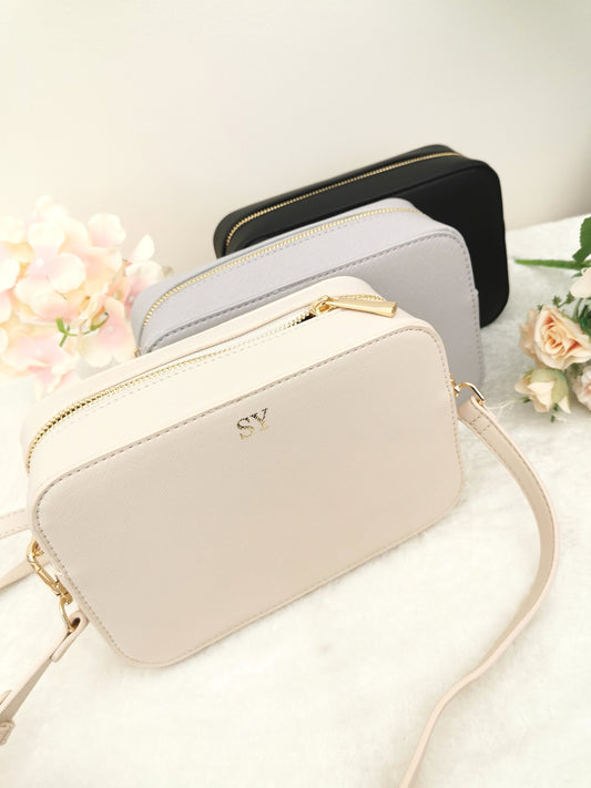 Personalised Vegan Leather Cross Body Bag, Detachable Straps, Birthday Gift For Her, Wife Gift, Monogrammed Faux Leather Crossbody Bag Gift