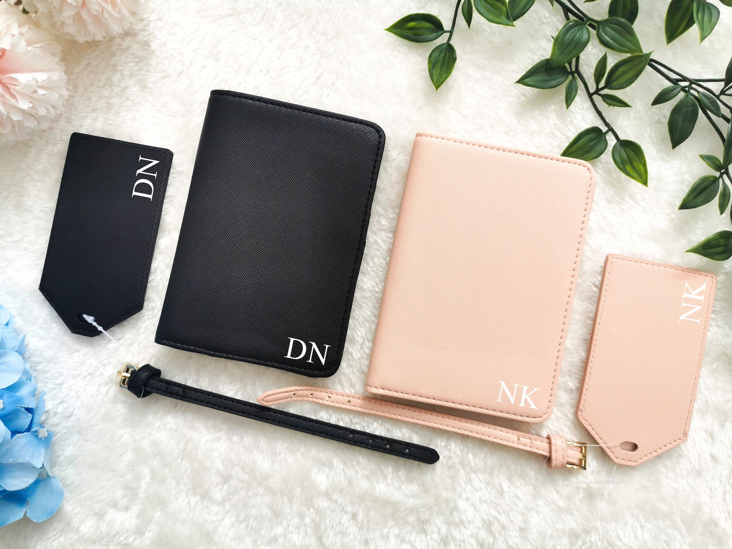 Personalised Passport Cover Set, Initial Passport Holder and Luggage Tag, Wedding Bridesmaid Holiday Travel Gift Bag Tag, Birthday Gifts
