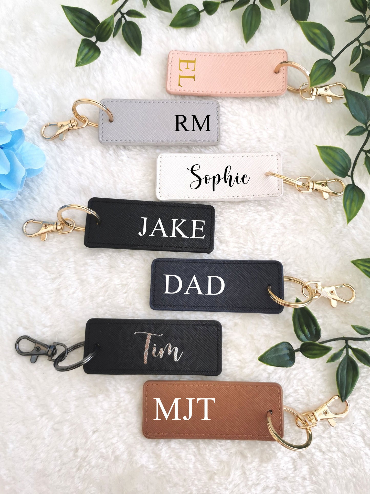 Personalised Keyring, monogrammed key ring, initials, personalised gift, car keychain, personalised keychain,faux saffiano leather
