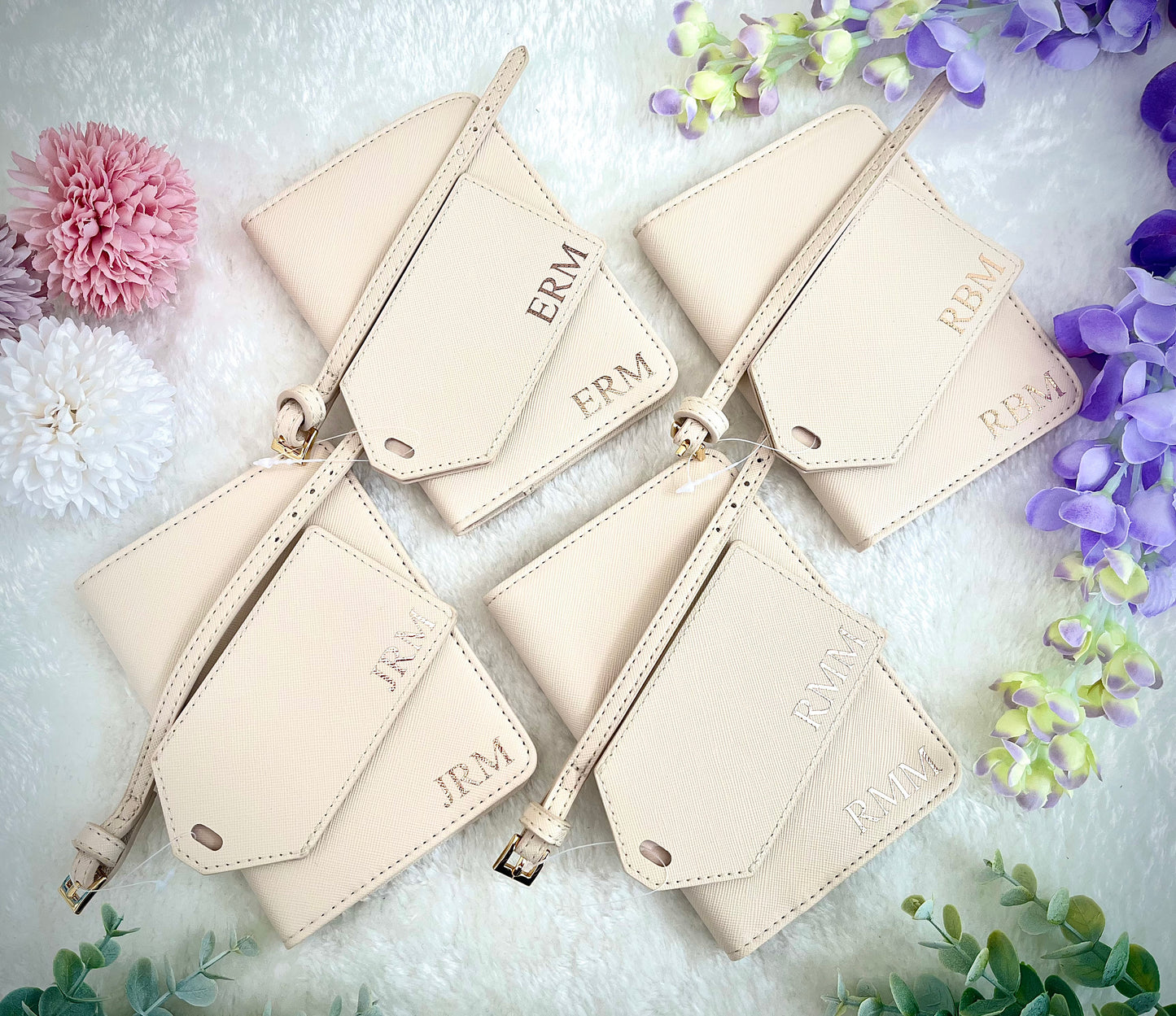 Personalised Passport Cover Set, Initial Passport Holder and Luggage Tag, Wedding Bridesmaid Holiday Travel Gift Bag Tag, Birthday Gifts