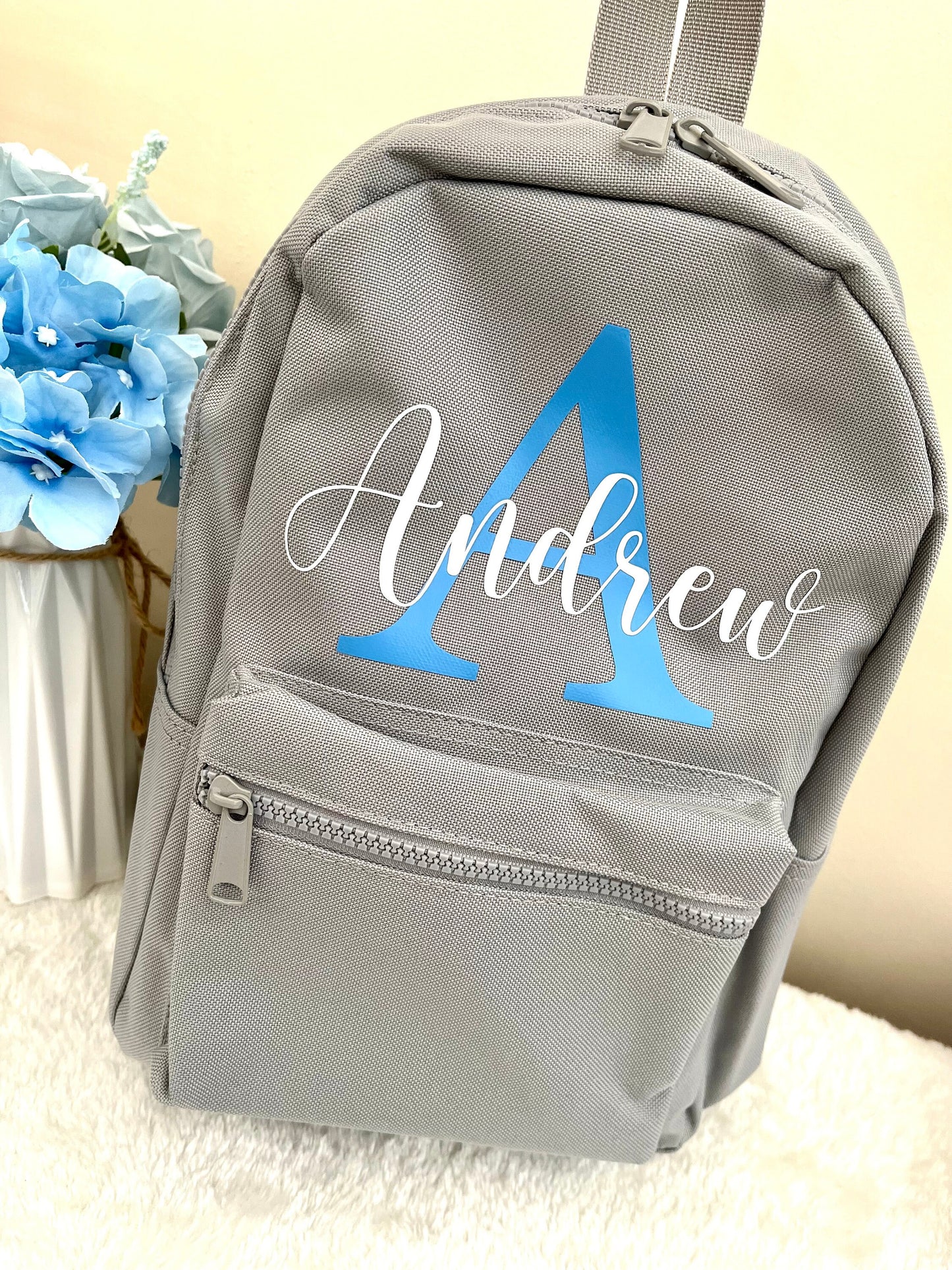 Personalised Name Glitter Initial Backpack- Girls Boys Kids Children Pre School rucksack School Bag Backpack with Adjustable Straps
