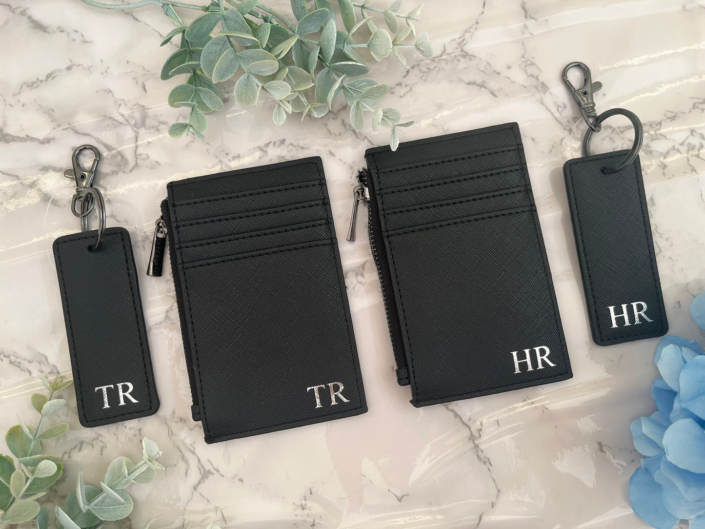 Personalised Mens Card Holder | Custom Keyring | Name Keychain | Gift for Him, Dad | Fathers day gift | Monogram initial coin purse wallet