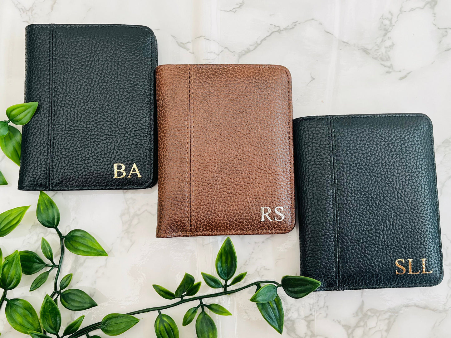 Personalised Mens Wallet, Vegan Leather Initial Wallet, Birthday Gift for Boyfriend, Husband gift, Gift for Dad, Valentines Day Gift for Him