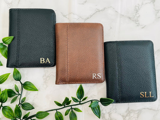 Personalised Mens Wallet, Vegan Leather Initial Wallet, Birthday Gift for Boyfriend, Husband gift, Gift for Dad, Valentines Day Gift for Him