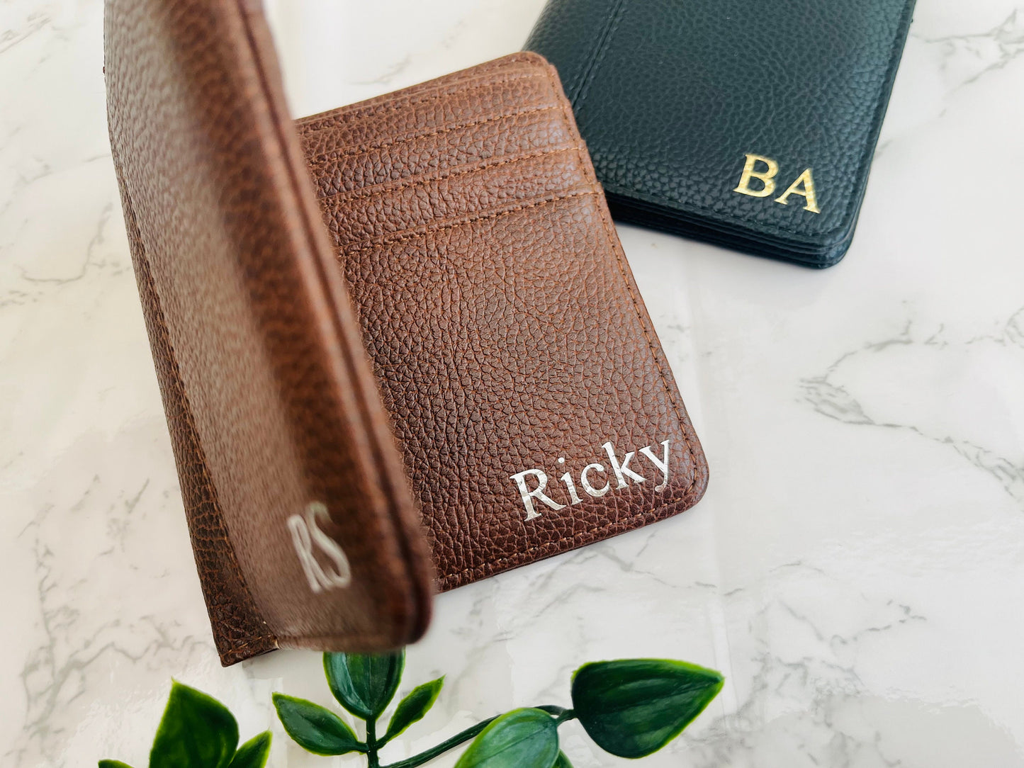 Personalised Mens Wallet, Vegan Leather Initial Wallet, Birthday Gift for Boyfriend, Husband gift, Gift for Dad, Valentines Day Gift for Him