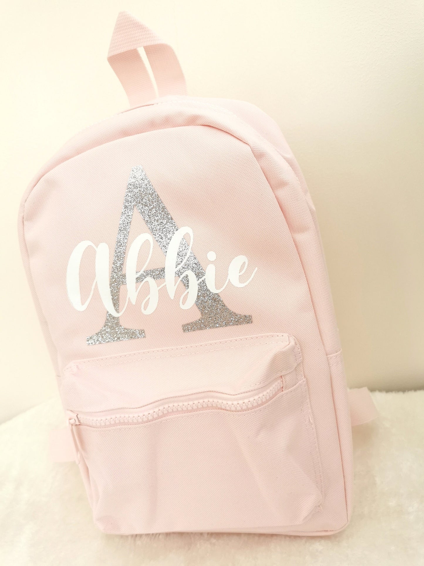 Personalised Name Glitter Initial Backpack- Girls Boys Kids Children Pre School rucksack School Bag Backpack with Adjustable Straps