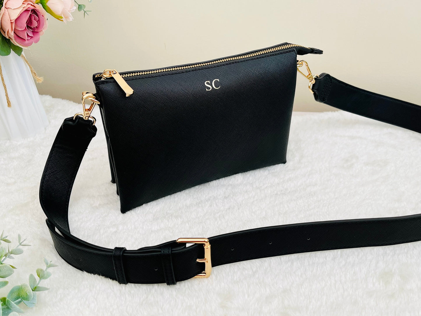 Personalised crossbody bag | custom handbag | monogram gift for her, personalized birthday present | over body bag | cross bag with strap