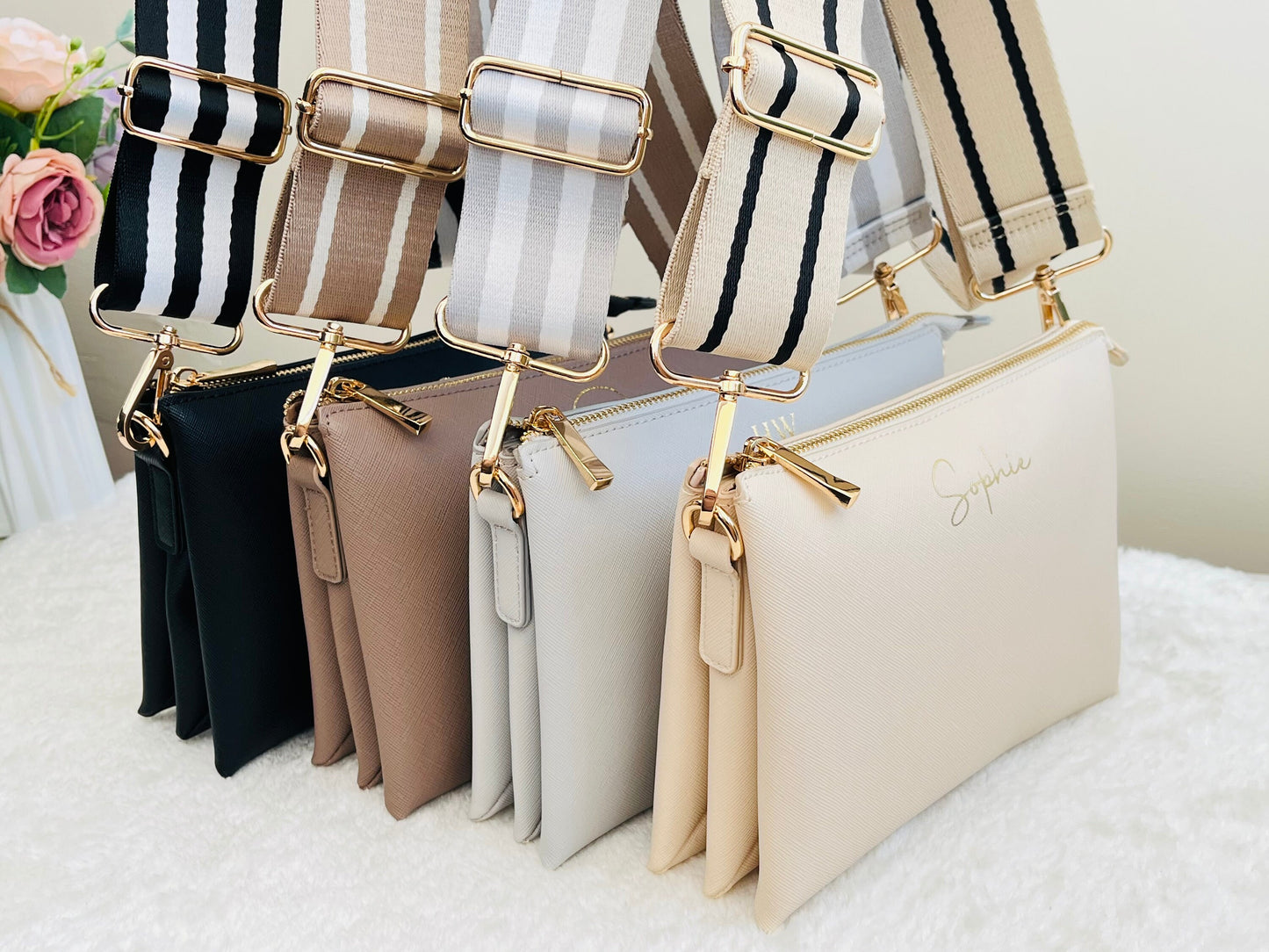 Personalised crossbody bag | custom handbag | monogram gift for her, personalized birthday present | over body bag | cross bag with strap
