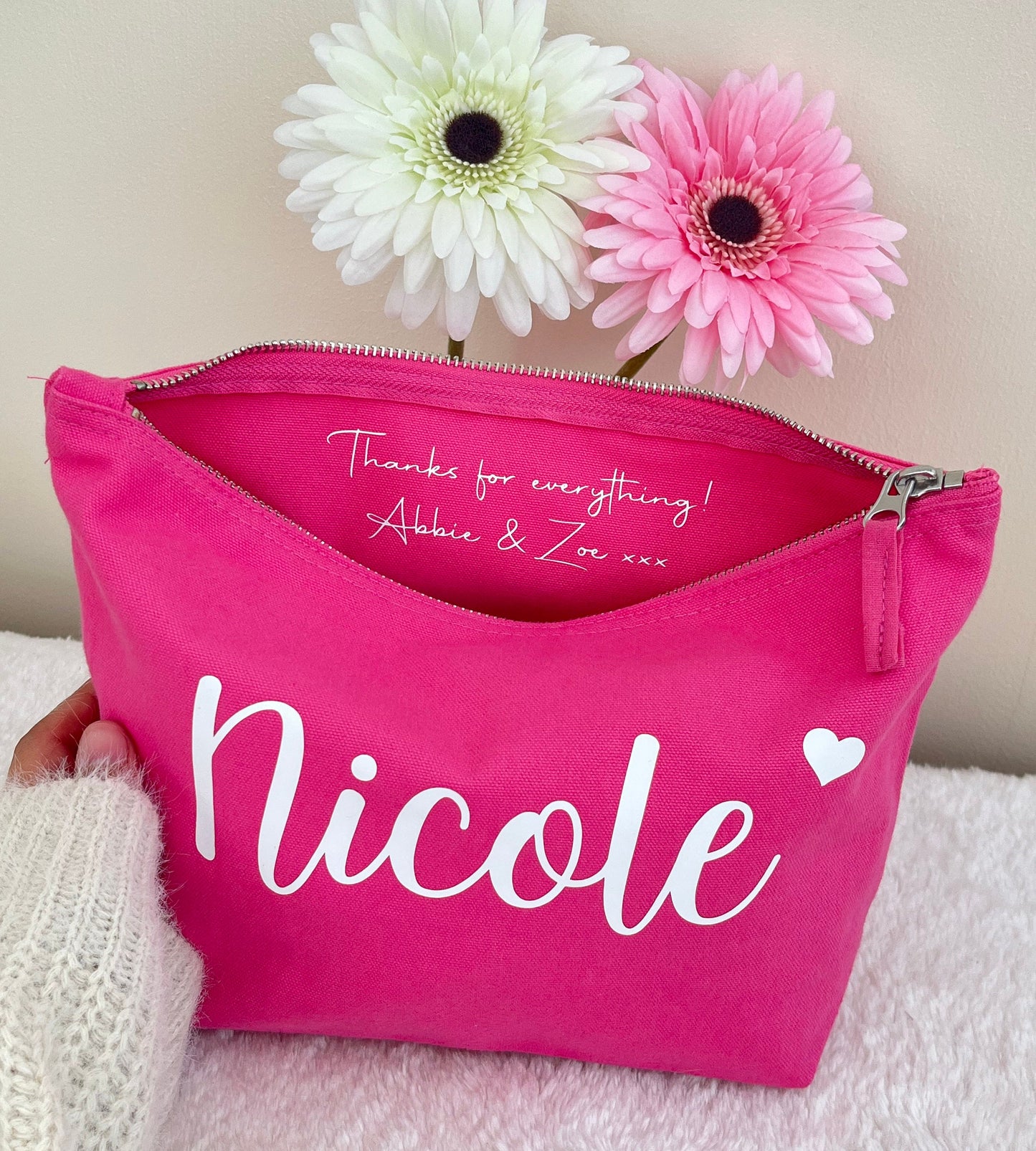 Personalised Make Up Bag, Hidden Message Cosmetic bag, Bridesmaid Gift, Birthday Present for Her, Girl, Mothers Day,Valentines,Mum,Wife gift