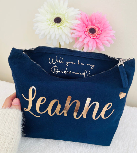 Personalised Make Up Bag, Hidden Message Cosmetic bag, Bridesmaid Gift, Birthday Present for Her, Girl, Mothers Day,Valentines,Mum,Wife gift