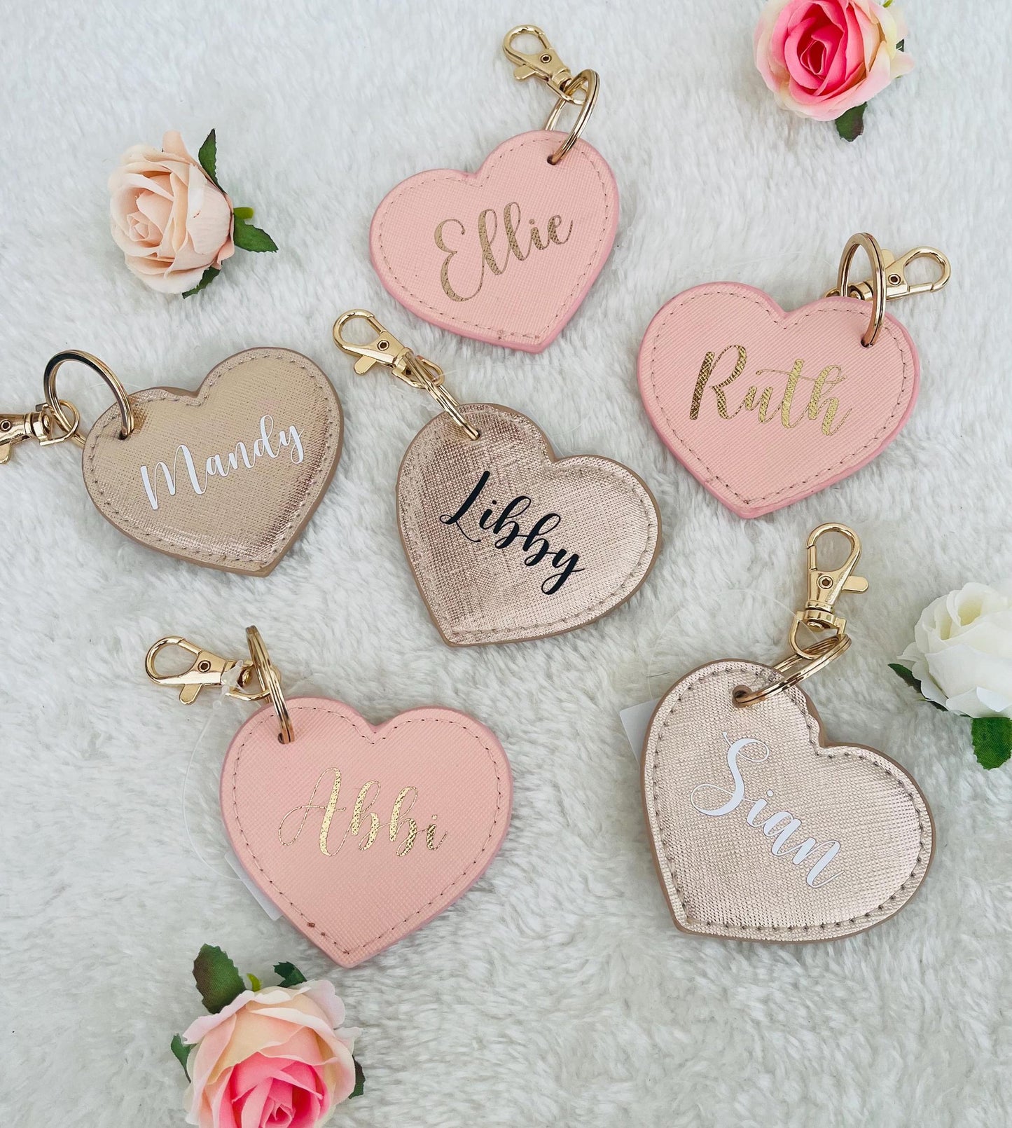 Monogram Bridesmaids Leather Keyring, Custom Bridesmaid Gift, Bridesmaid Proposal, Personalised Birthday Gift for Her, Heart Shaped Keychain