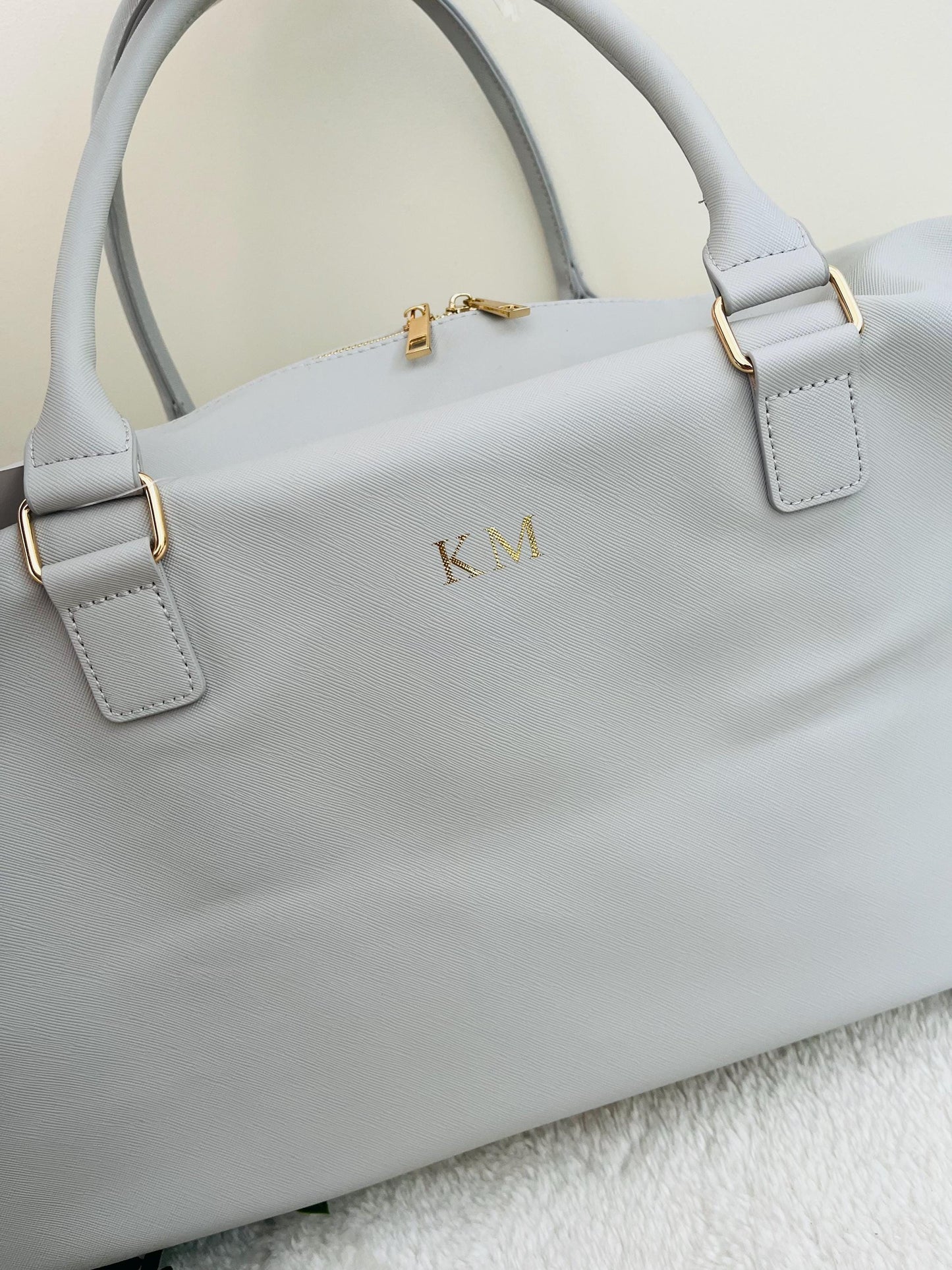 Bride holdall, Custom Holdall, personalised overnight bag, Weekend Bag, Personalised Leather Look Holdall, Hospital Bag, Changing Bag, Cream