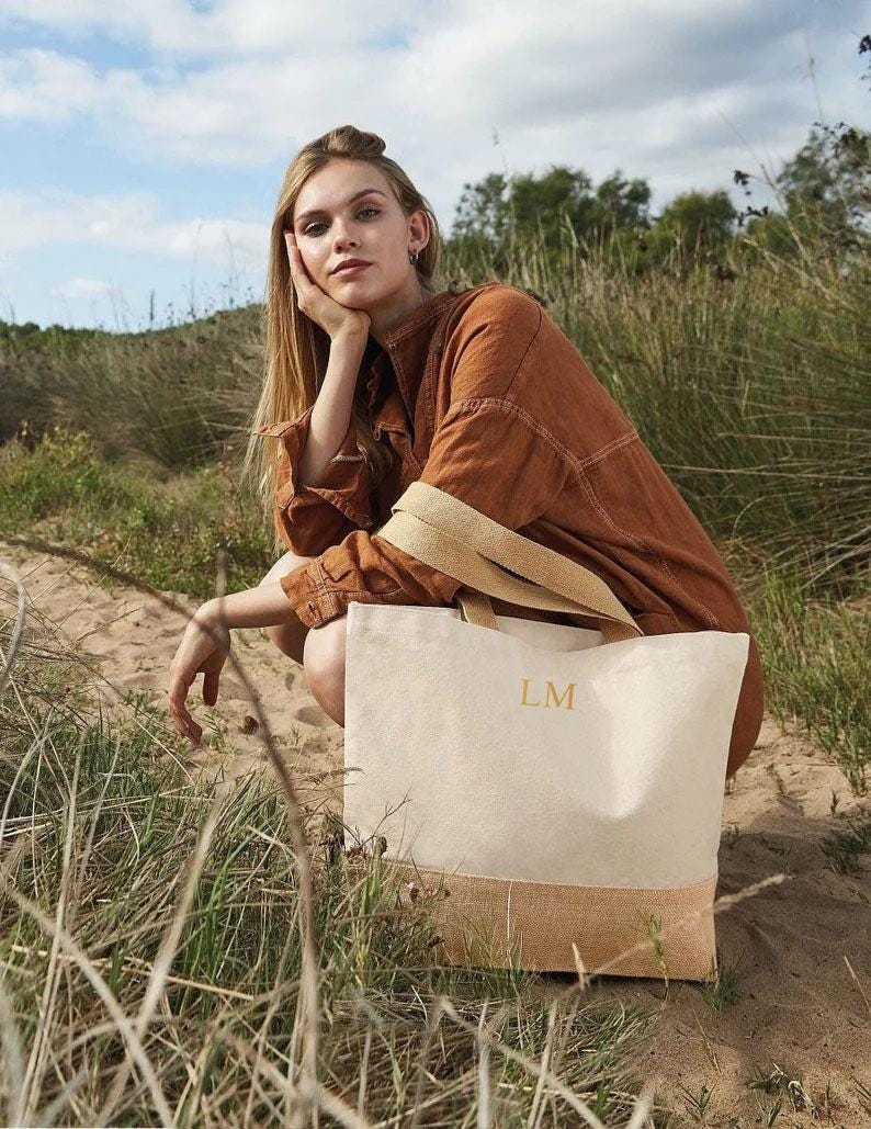 Personalised large tote bag, large shopper bag, uni bag, personalised jute shopping bag, large book bag, custom printed bag, large bag mono