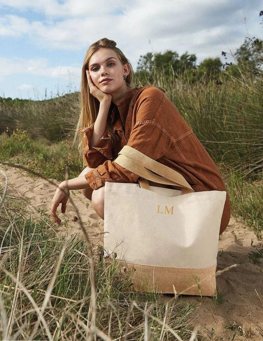 Personalised large tote bag, large shopper bag, uni bag, personalised jute shopping bag, large book bag, custom printed bag, large bag mono