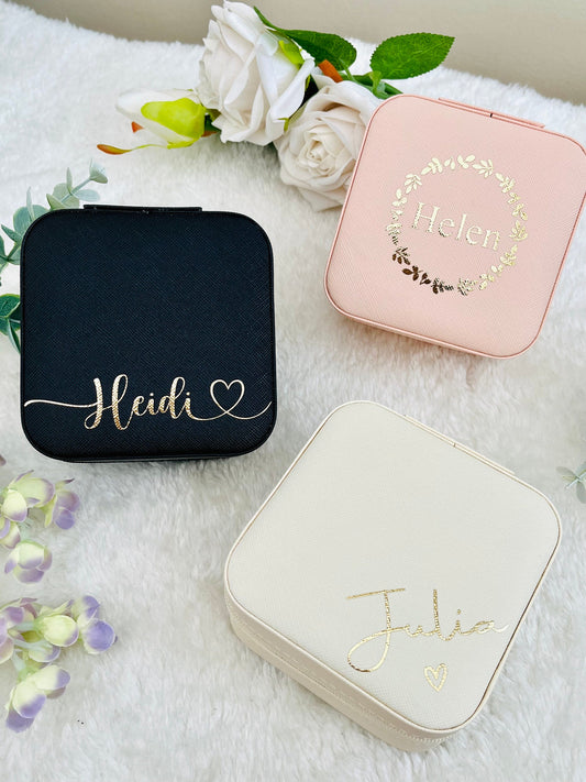 Custom Jewellery box, personalised jewellery boxes, travel jewellery case, girls jewellery box, jewelry box with name bridesmaid proposal