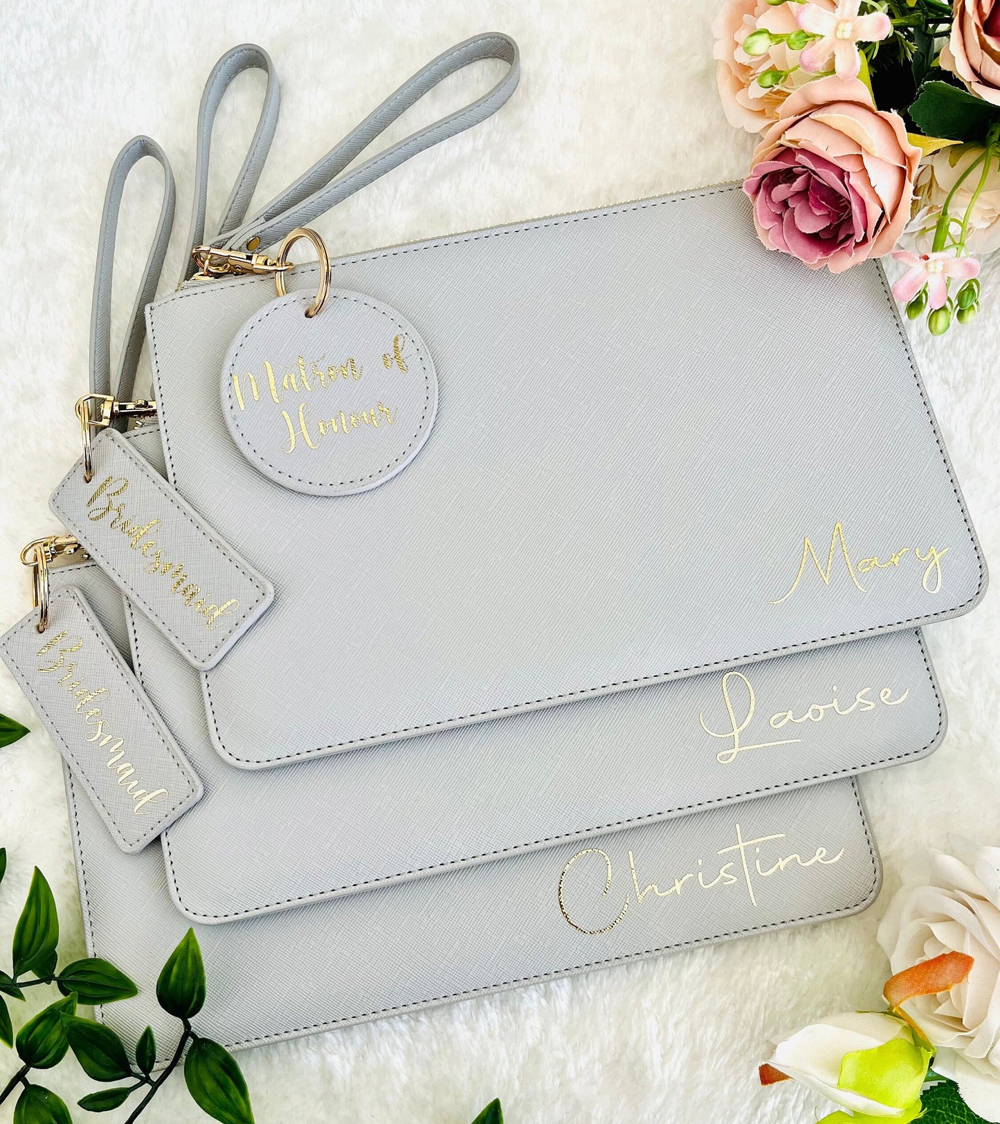 Personalised clutch bag with big charm, Bridesmaid Pouch, Hen Party Gift, bridesmaid wristlet, bridesmaids' gifts, Birthday gift for her
